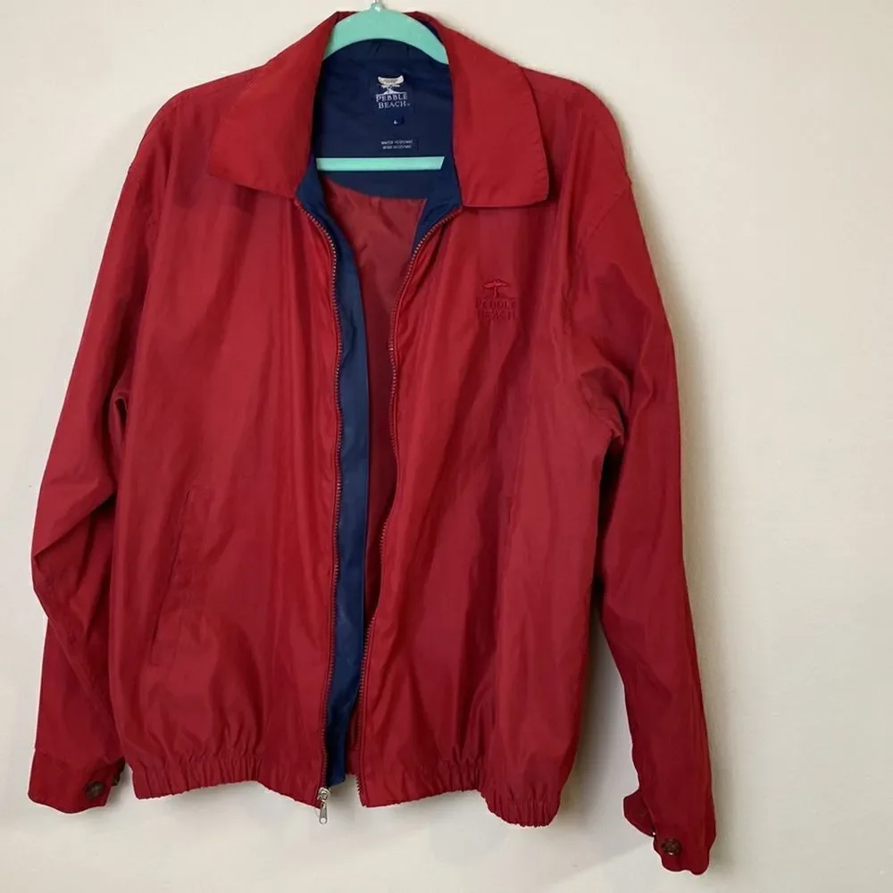 Pebble Beach Jacket Red with Navy Lightweight Size Large